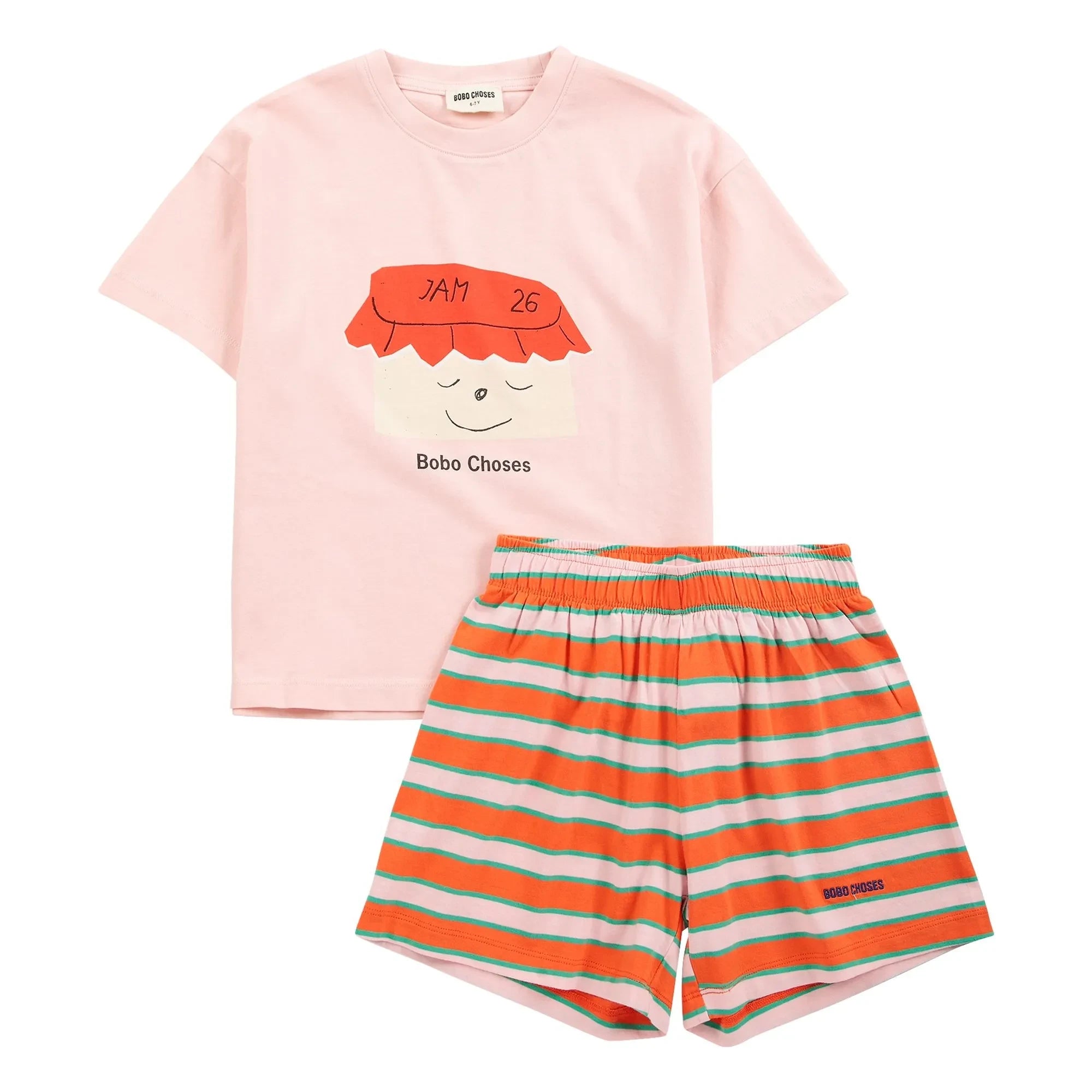 Bobo Choses - Jam 26 organik pamuklu tişört ve şort seti | Pembe