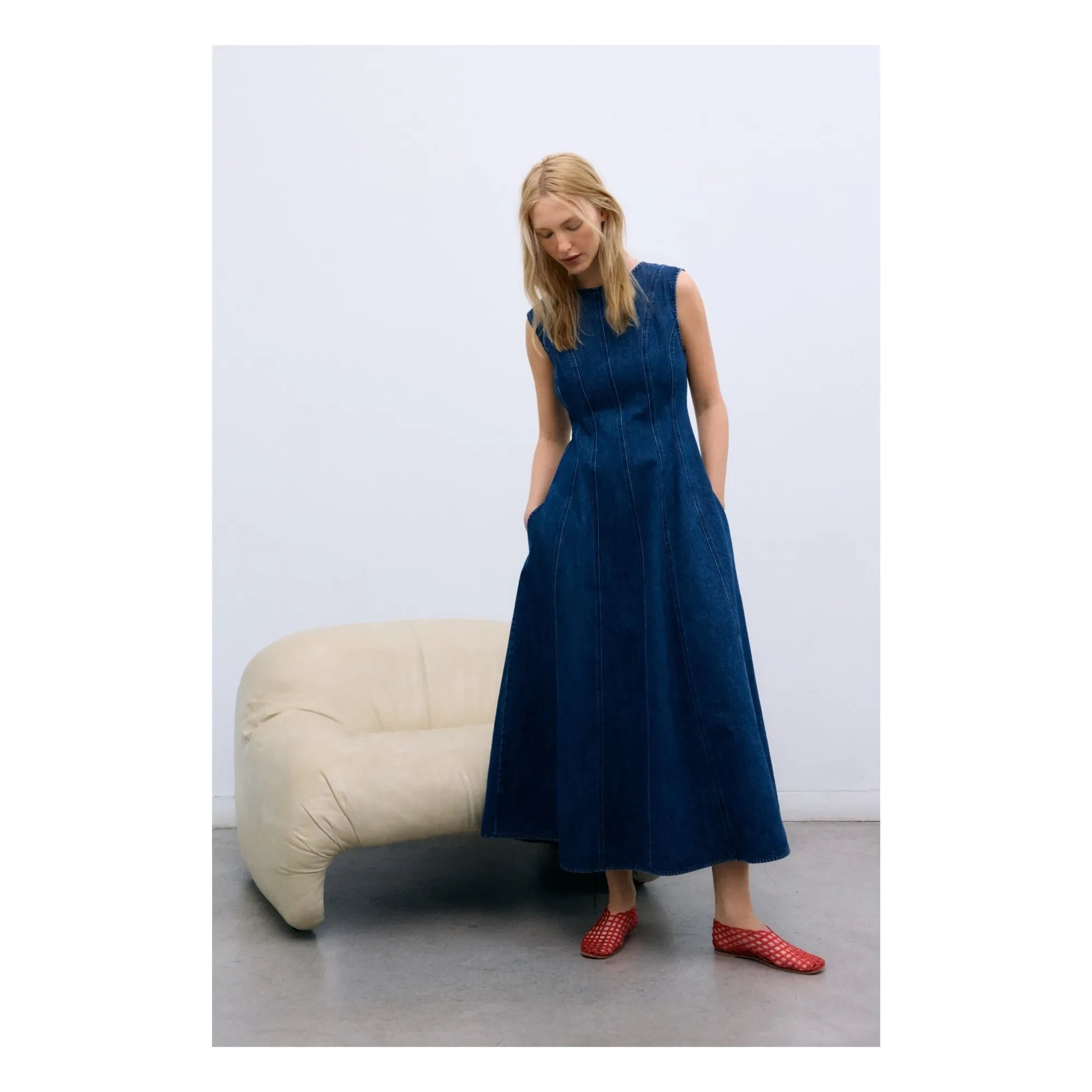 The New Society - Denim Cotton Dress | Blue Denim