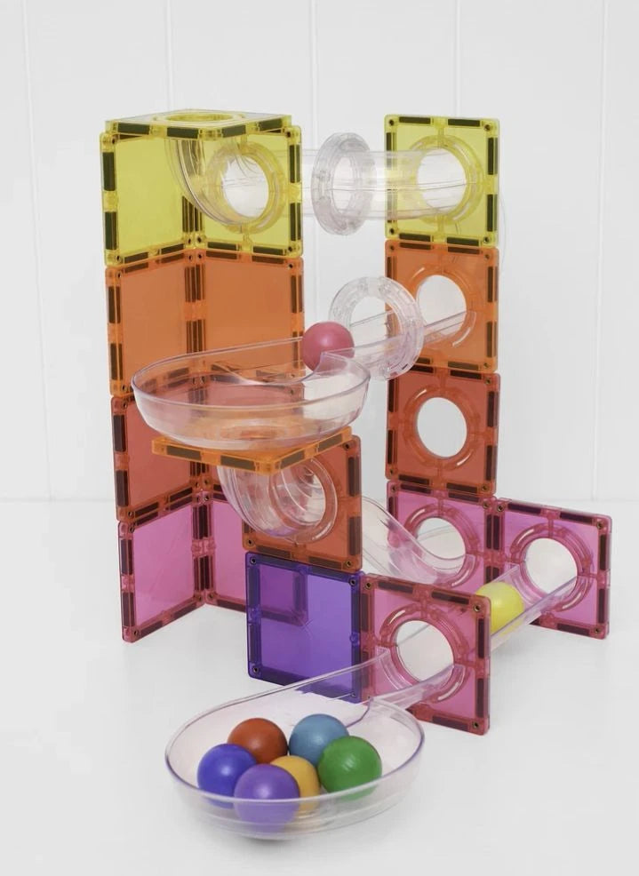 Connetix - Rainbow | 114 Piece Shiny Marble Race Pack