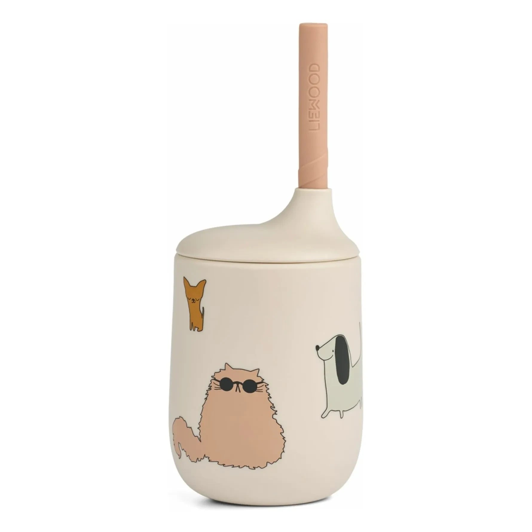 Liewood - Ellis Silicone Straw Cup | Cats and Dogs/Sandy