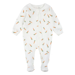 Petit Lem - Carrot Footed Pajama, Ribbed Organic Cotton | White