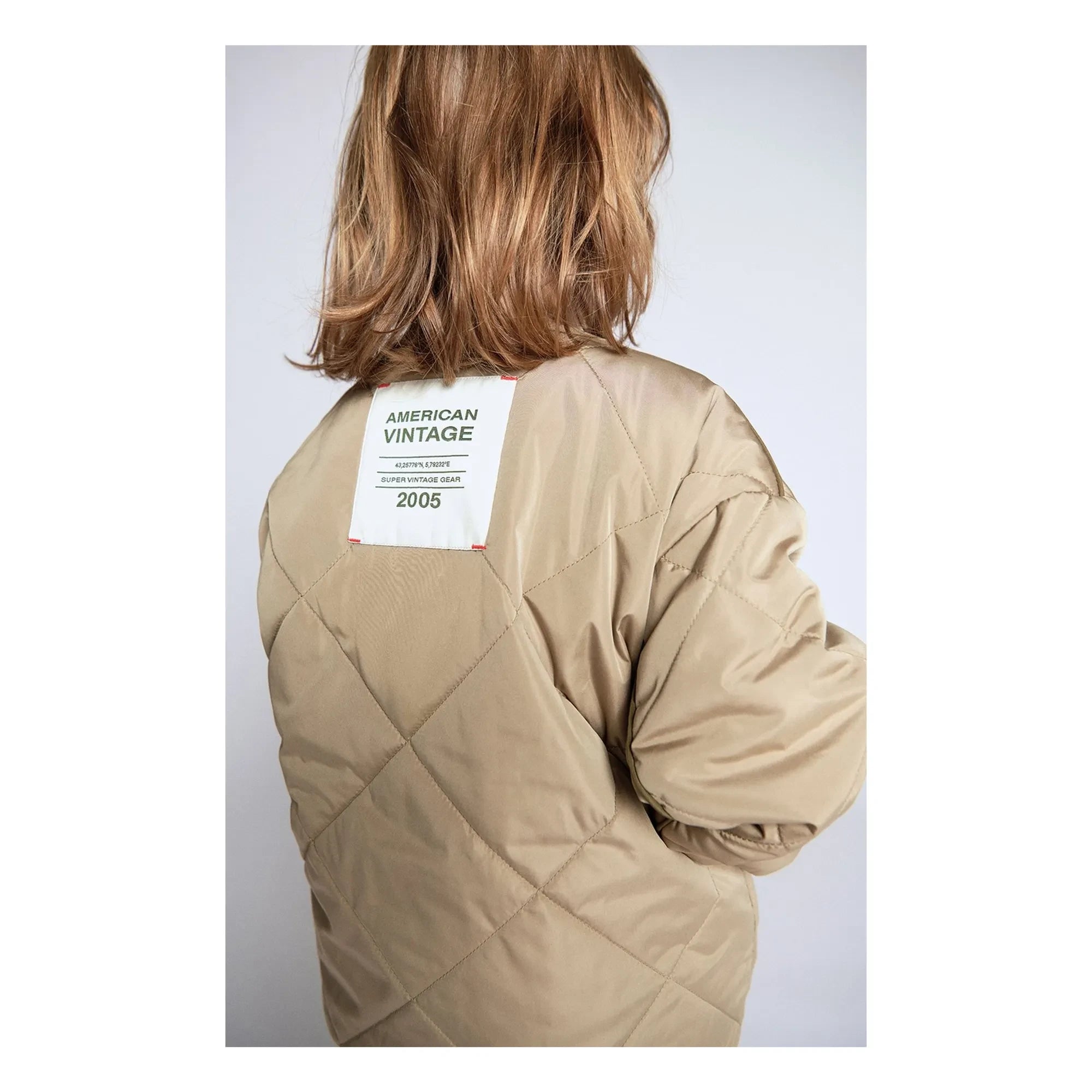 American Vintage - Vowbay Water-Repellent Quilted Jacket Recycled Fiber | Khaki