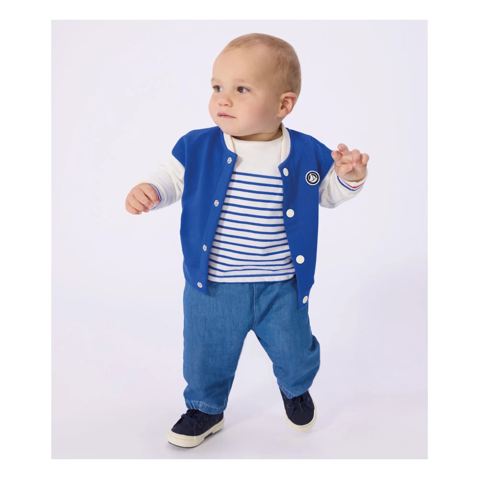 Petit Bateau - Teddy Colorblock Jacket | Royal Blue