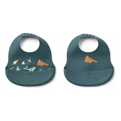 Liewood - Ember Silicone Bibs - Set of 2 | Arctic Sea/Ocean View