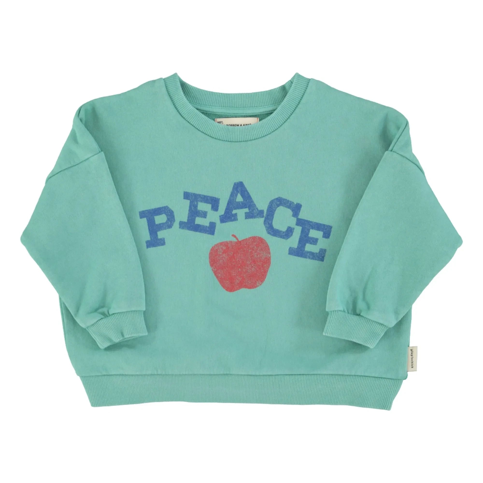 Piupiuchick - Peace Organic Cotton Sweatshirt | Turquoise