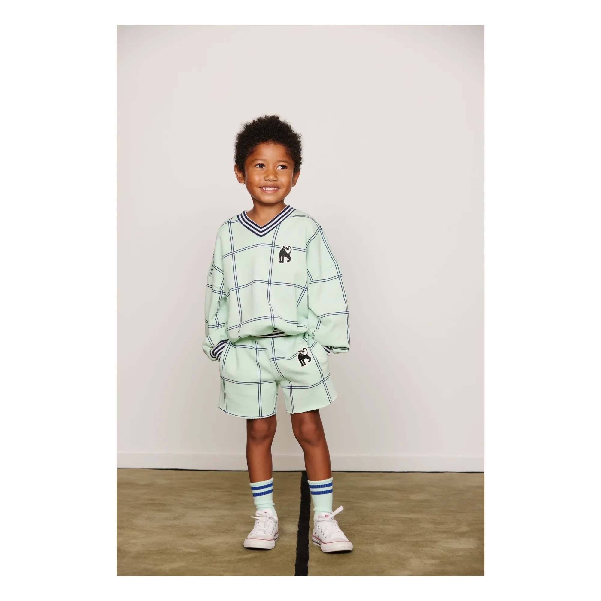 Mini Rodini - Organic Cotton Checkered Shorts | Green