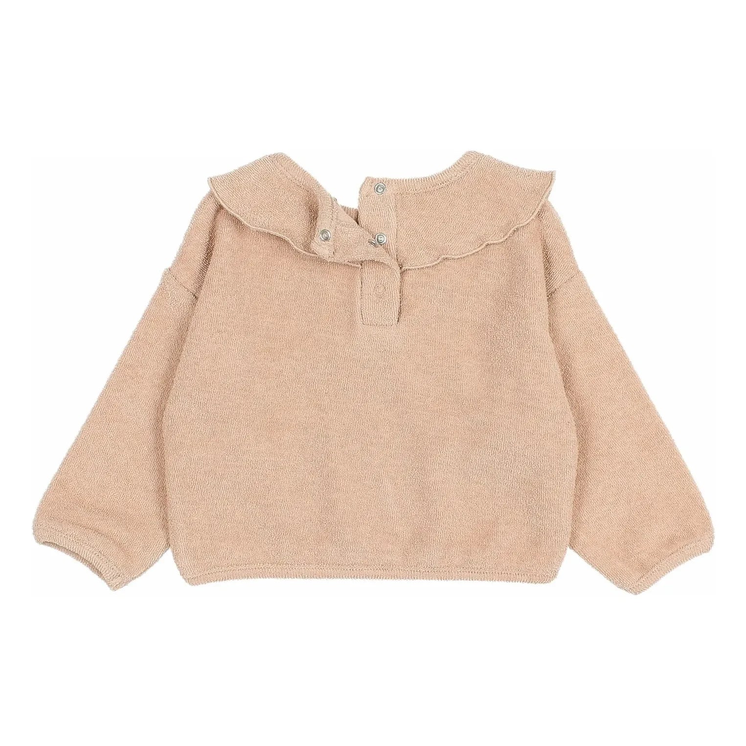 Búho - Organic Towel Fabric Ruffled Sweatshirt | Pink
