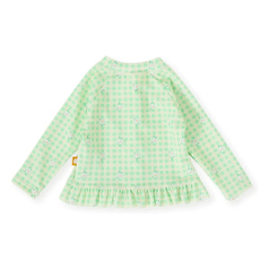 Goldie + Ace - UV Protection Bath T-Shirt with Floral Tile Pattern | Green