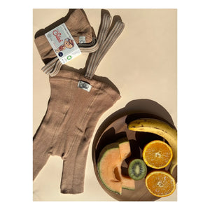 Silly Silas - Striped Organic Cotton Short Leggings | Light brown