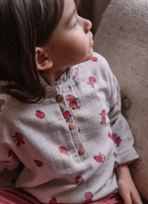 Studio Bohème - Olympe Organic Cotton Blouse with Puffed Collar, Light Blue