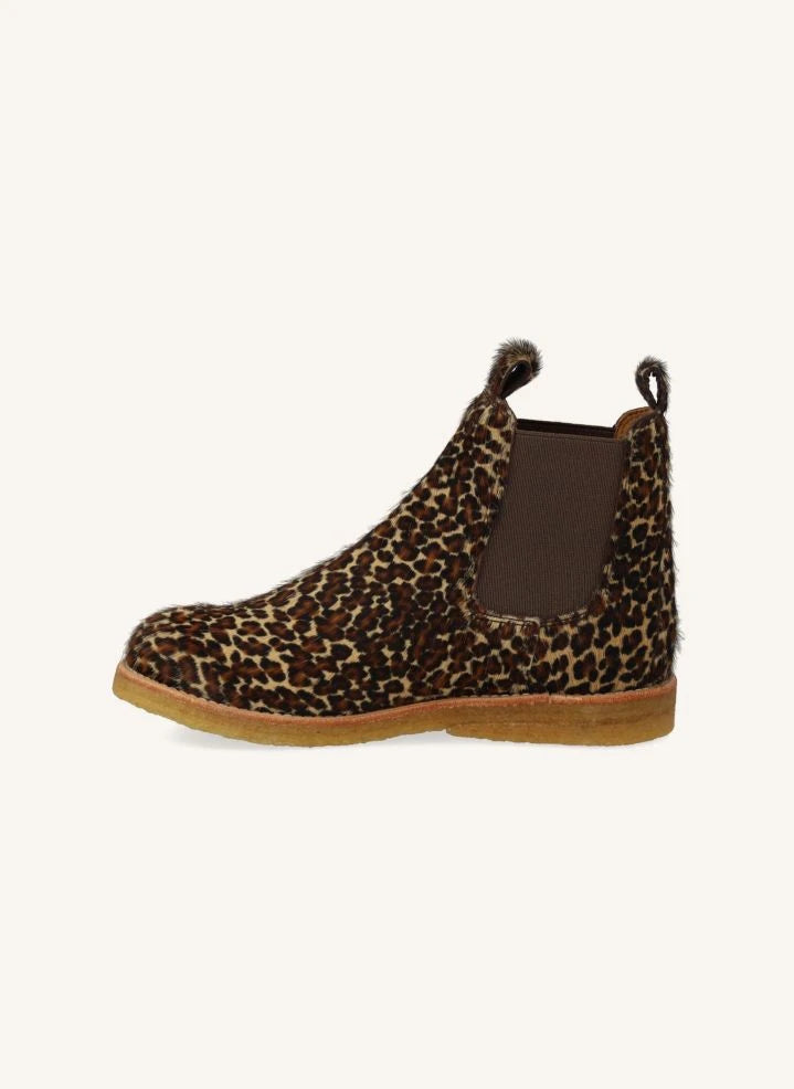 Angulus - Leopar Desenli Pony Kürklü Chelsea Botlar | Kahverengi