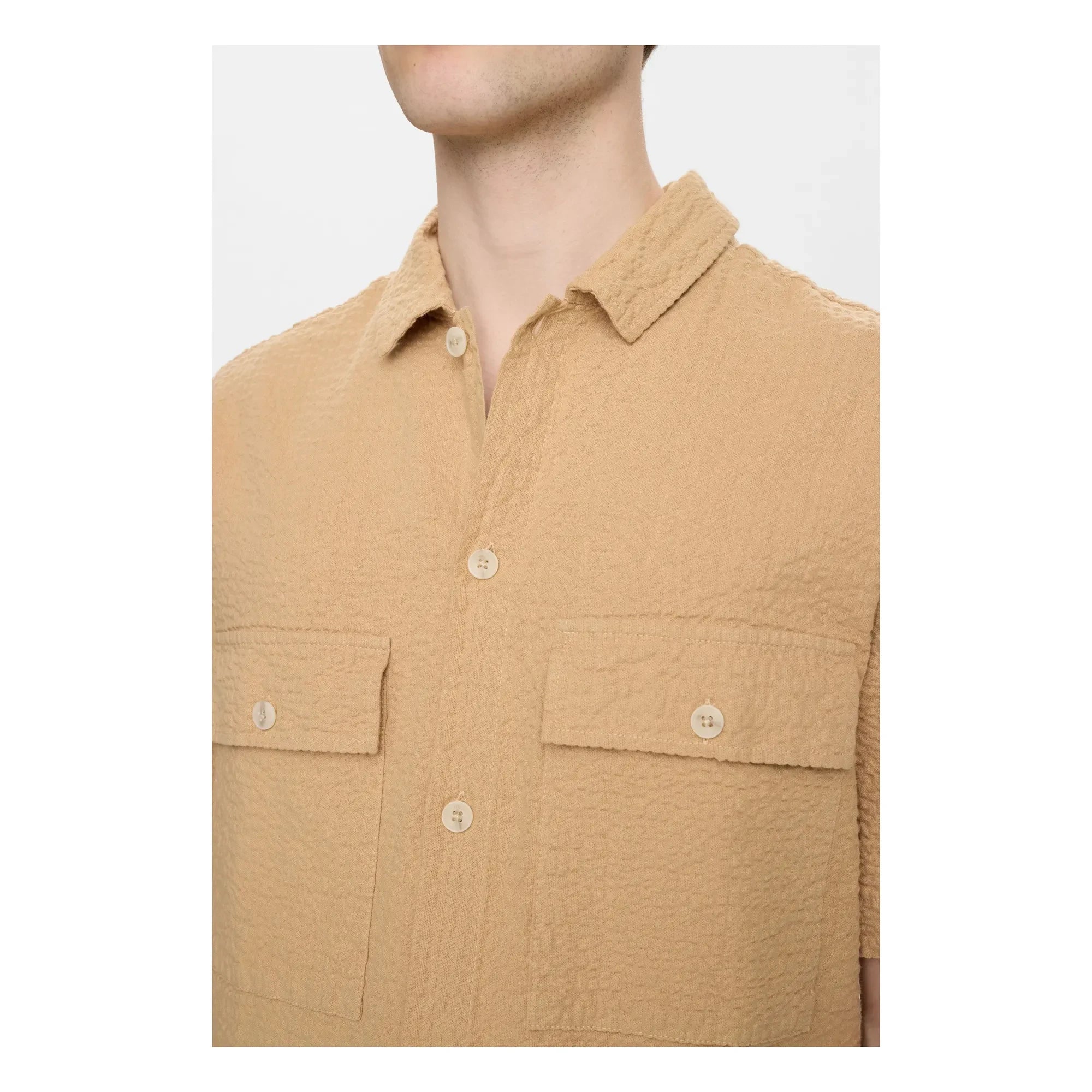 Anerkjendt - Akotto Seersucker Shirt | Beige