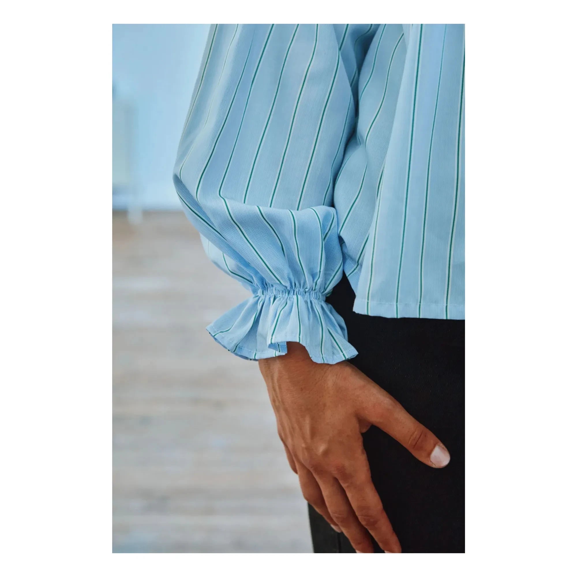 Poudre Organic - Gingham Striped Blouse | Green