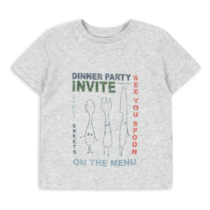 Konges Sløjd - Famo Dinner Party Organic Cotton T-Shirt | Grey Melange