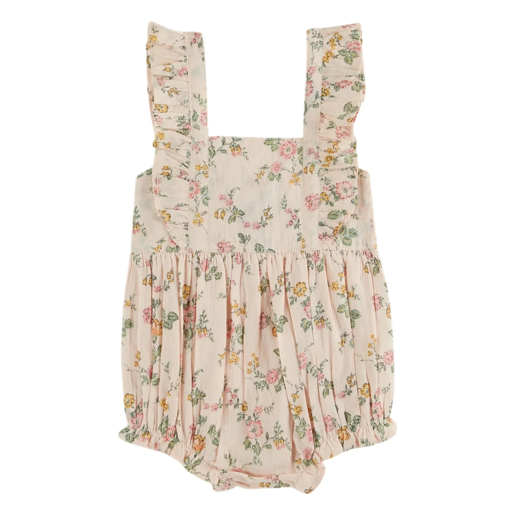 Emile et Ida - Organic Cotton Floral Print Romper | Light Pink