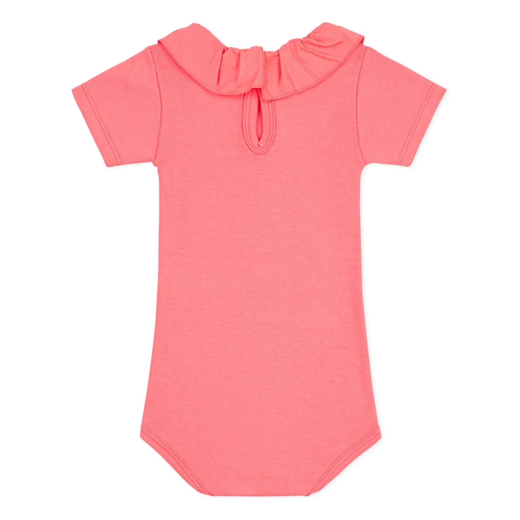 Petit Bateau - Organic Cotton Bodysuit with Crew Neck | Coral