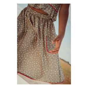 THE LiTTLE POETS - Amália Nature embroidered skirt | Khaki brown
