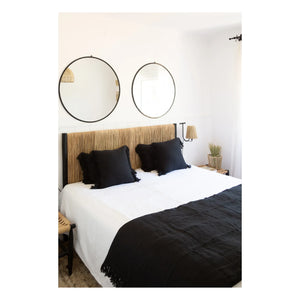 Cosydar - Palm Leaf and Raw Wood Headboard | Black