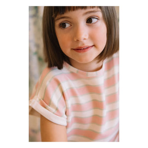 Studio Bohème - Bama Double Stripe Organic Cotton T-Shirt | Pink