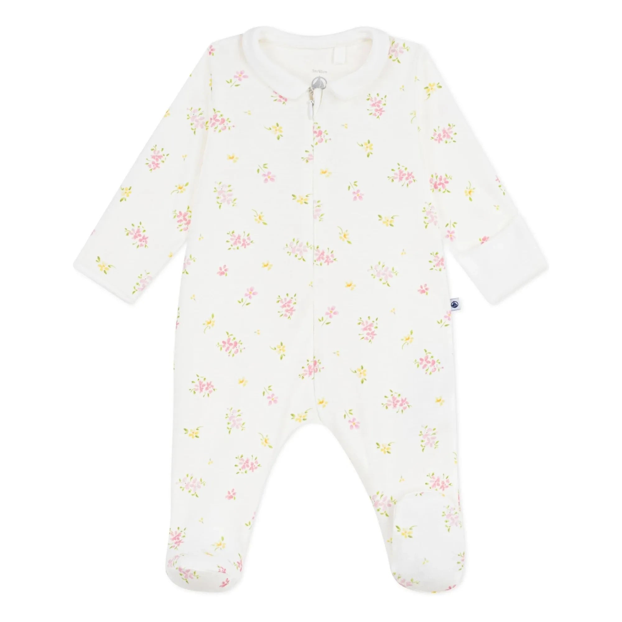 Petit Bateau - Pyjamas Dors Bien Çiçekli Organik Pamuk | Beyaz