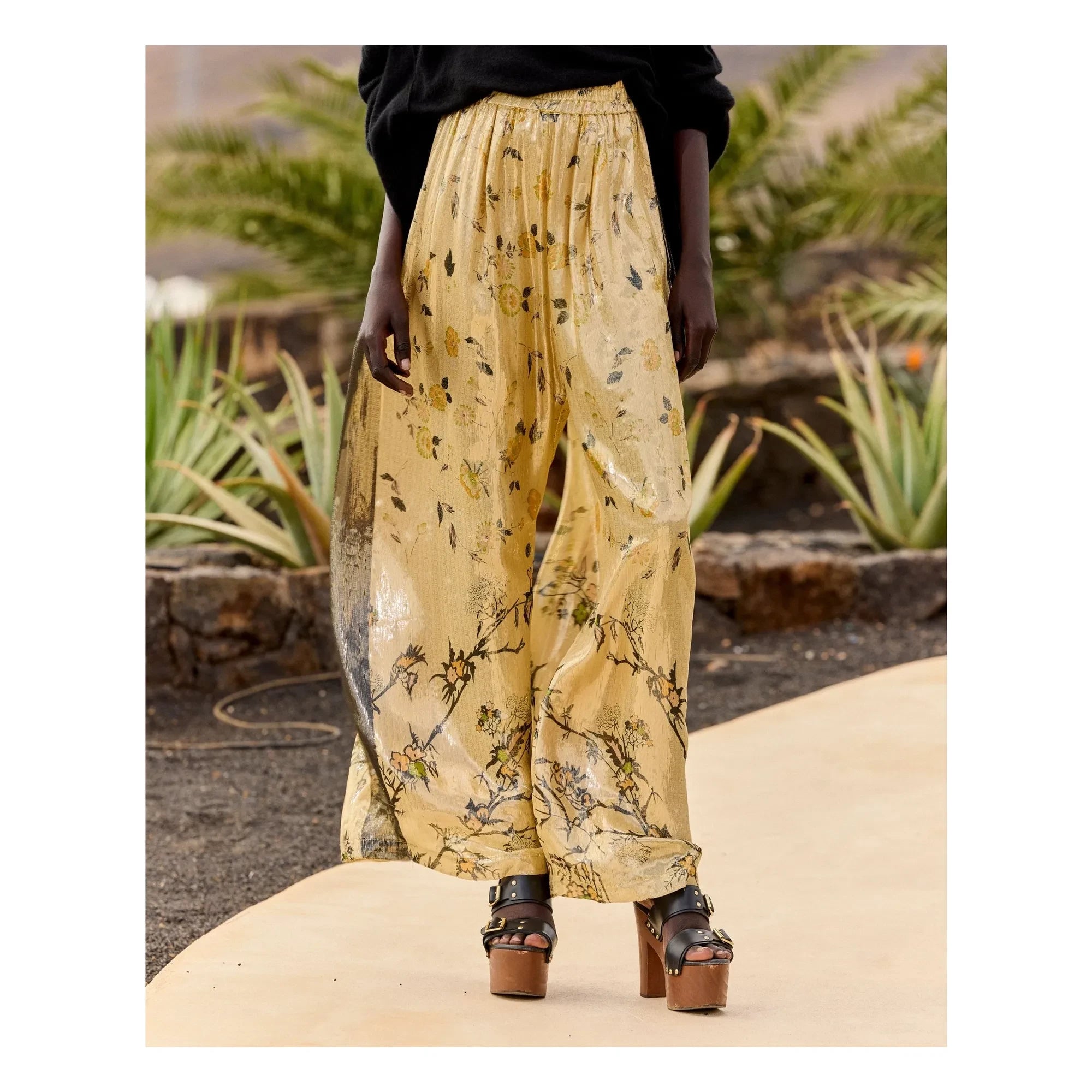 Mes Demoiselles - Juliette Silk Metallic Pants | Gold