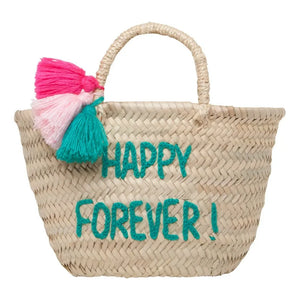 Rose in April - Happy Forever Embroidered Fringed Basket