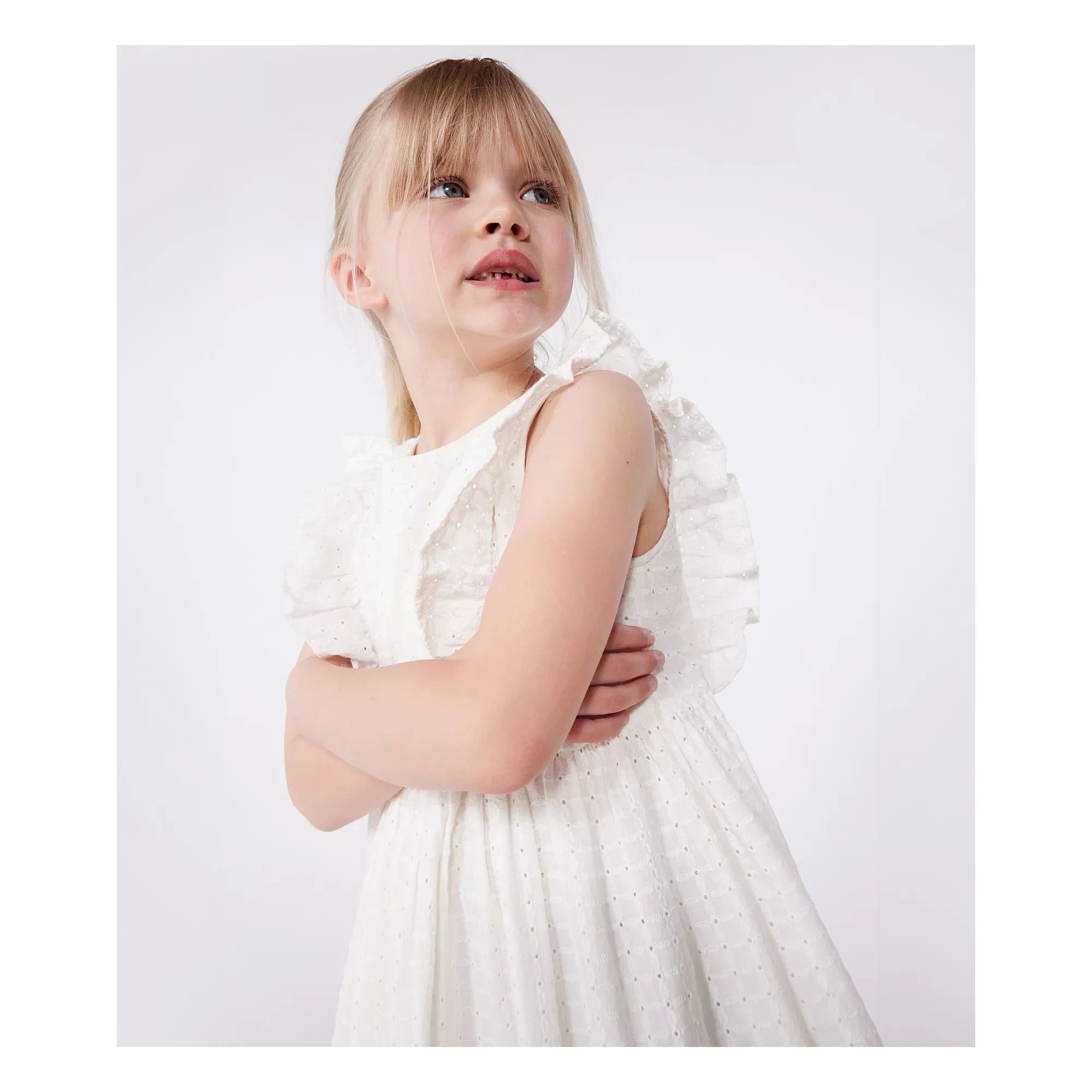 Petit Bateau - Dress Brendice Broderie Anglaise Organic Cotton | White