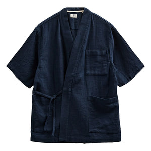 Anerkjendt - Akjesper Twill Short Sleeve Kimono | Dark Blue