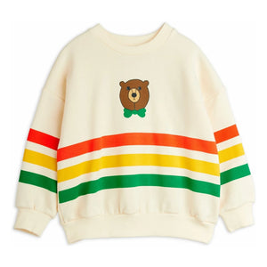 Mini Rodini - Striped Bear Sweatshirt Organic Cotton | Ecru