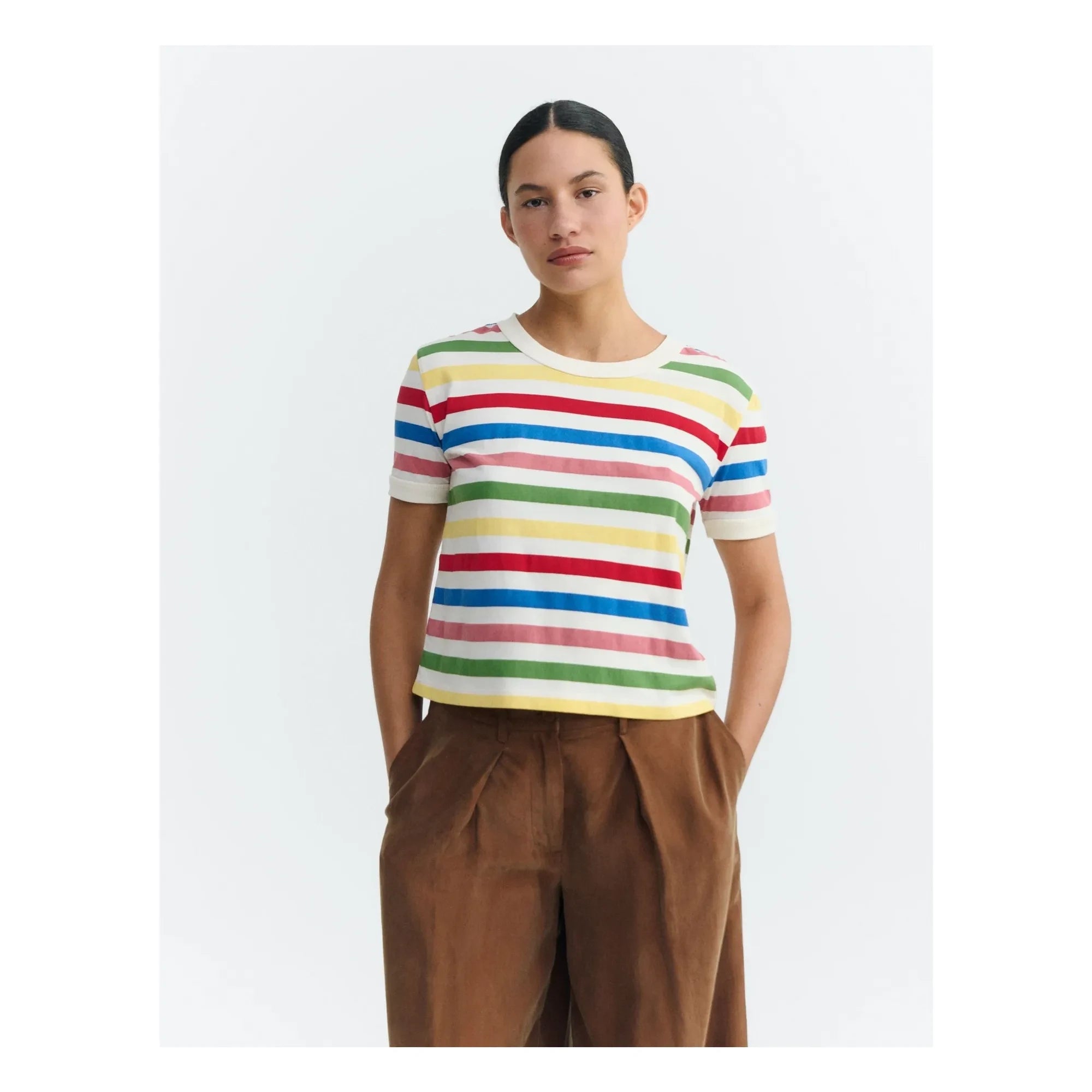 Thinking Mu - Striped T-shirt Zowie Organic cotton | Yellow