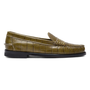 Augusta - Zoe Croco Pattern Loafer | Olive Green
