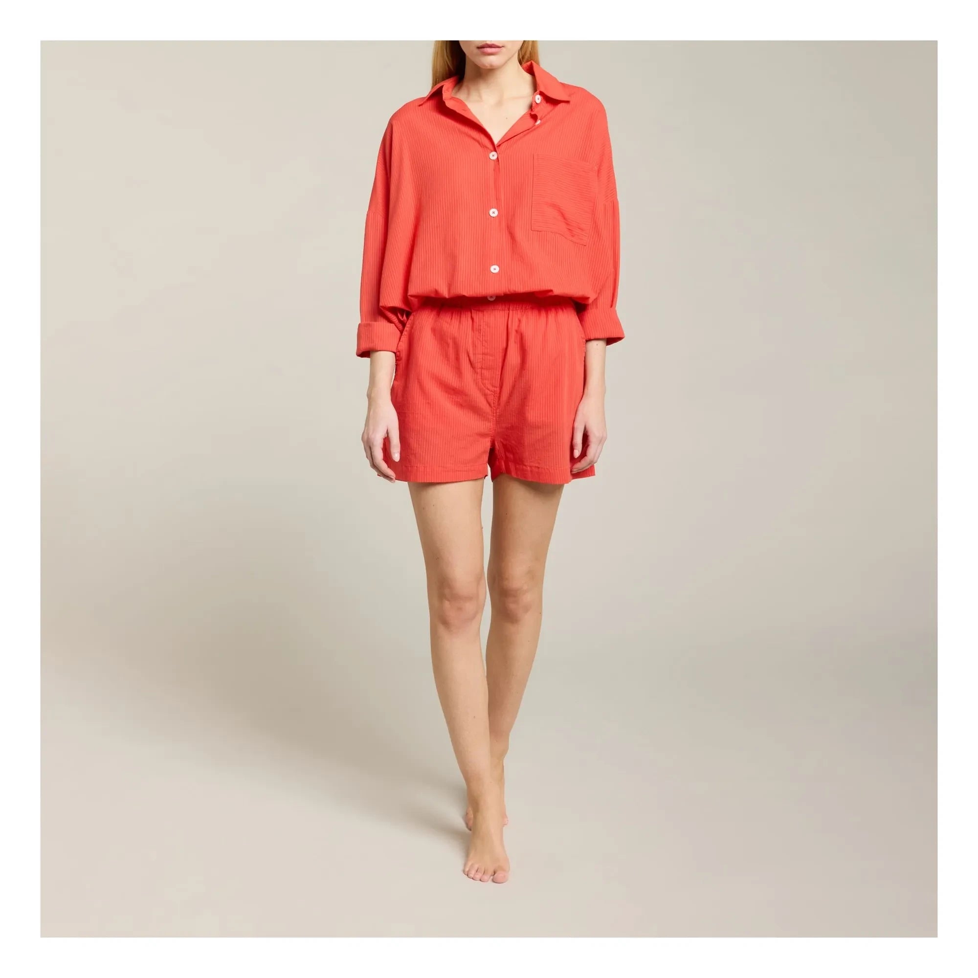 Maison Saint Julien - Short Cap d'Antibes Cotton Voile | Coral