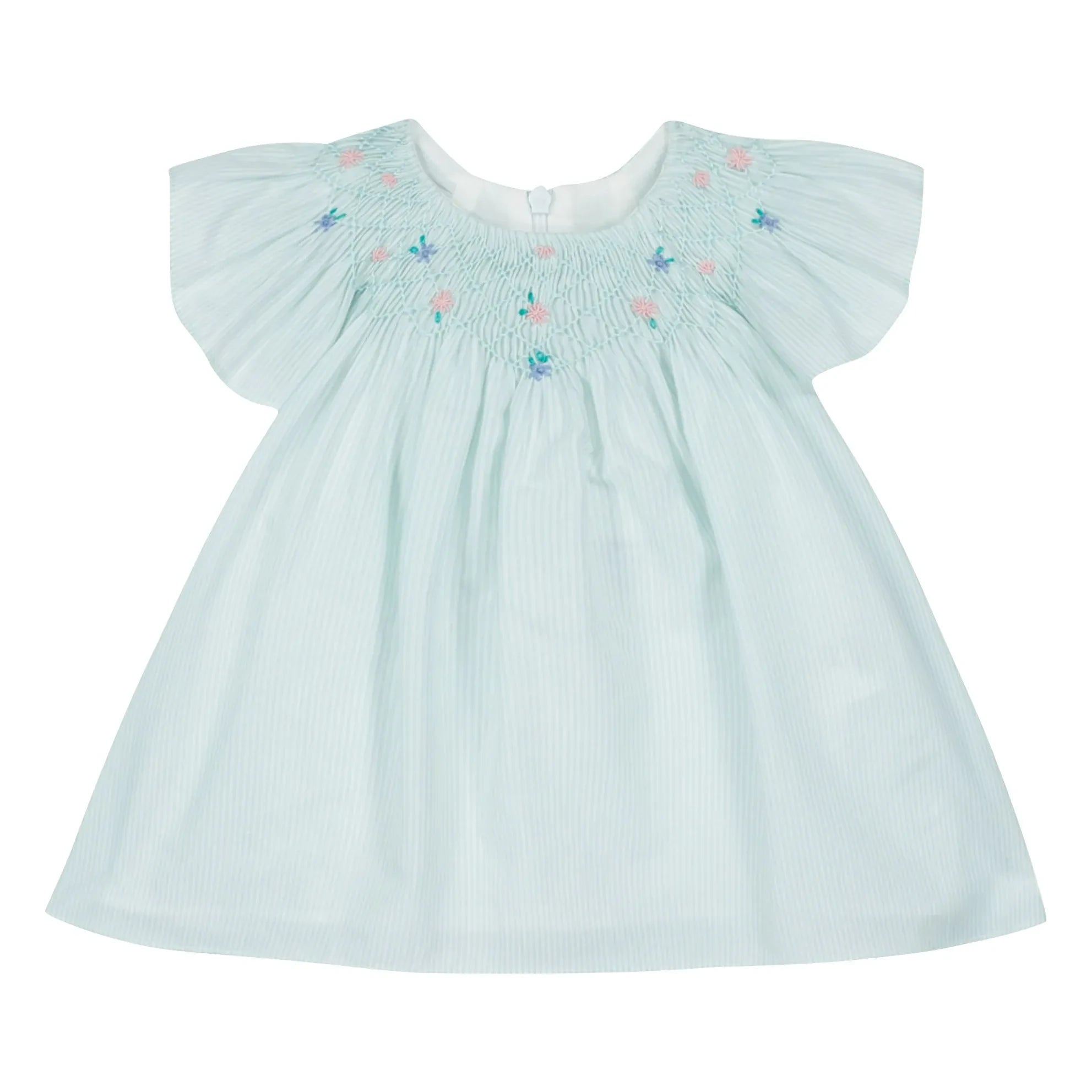 Tartine et Chocolat - Striped Floral Gathered Dress | Mint Green
