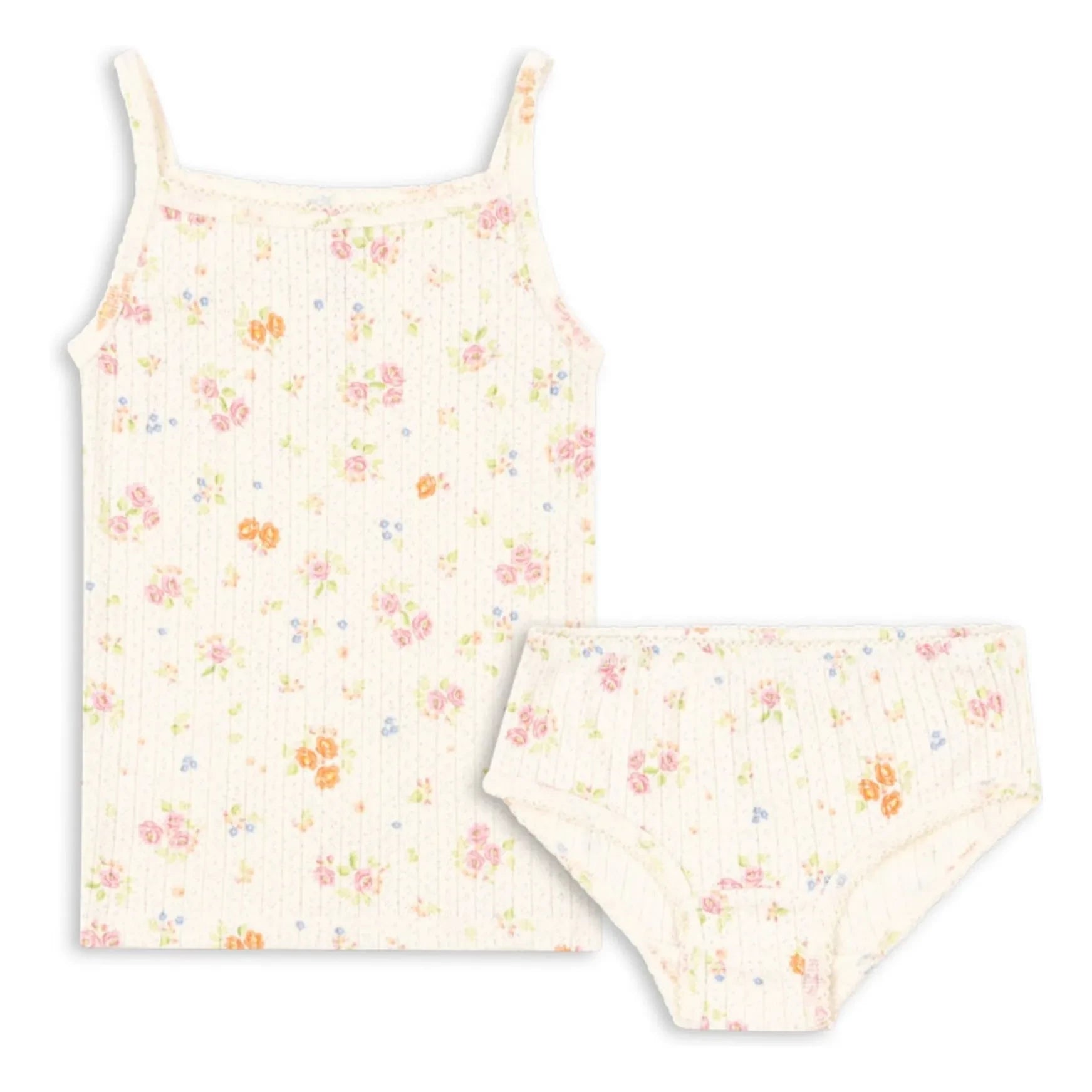 Konges Sløjd - Minnie Floral Print Ribbed Tank and Panty Set Organic Cotton | Ecru