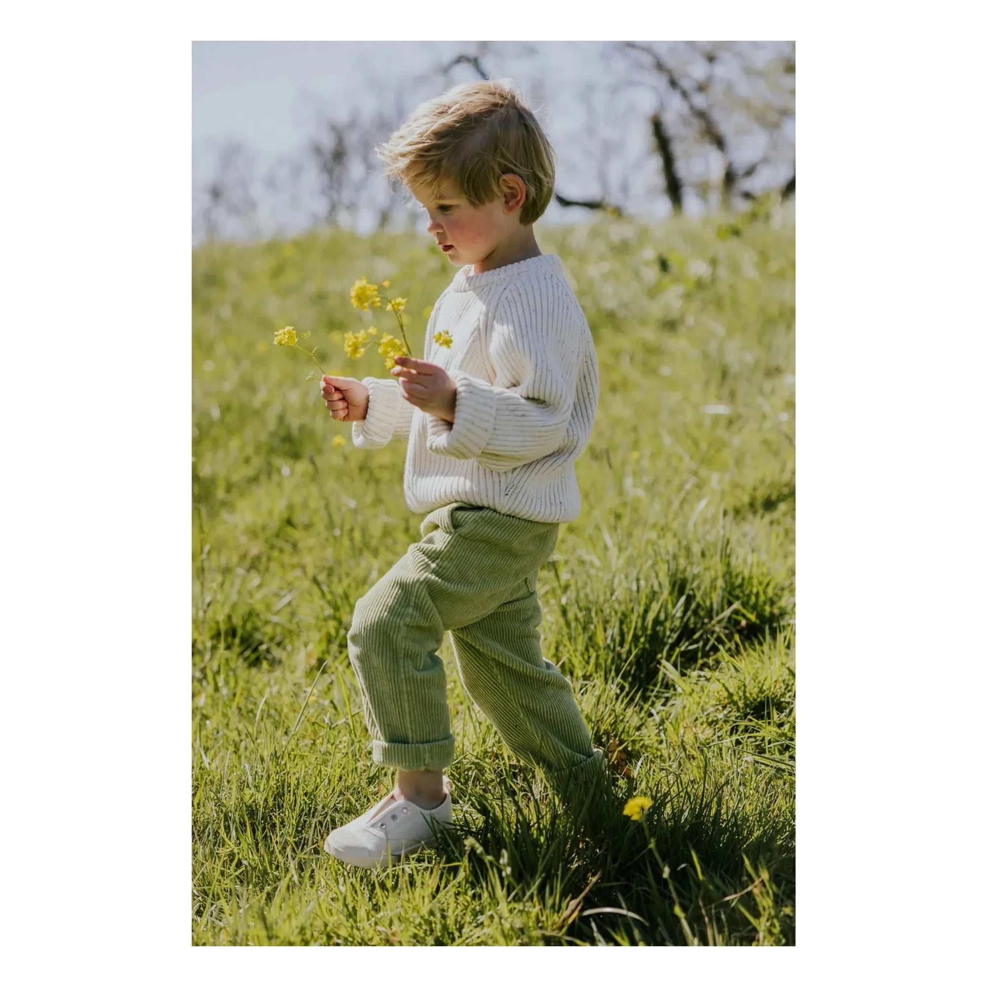 Yuki - Organic velvet pants | Olive