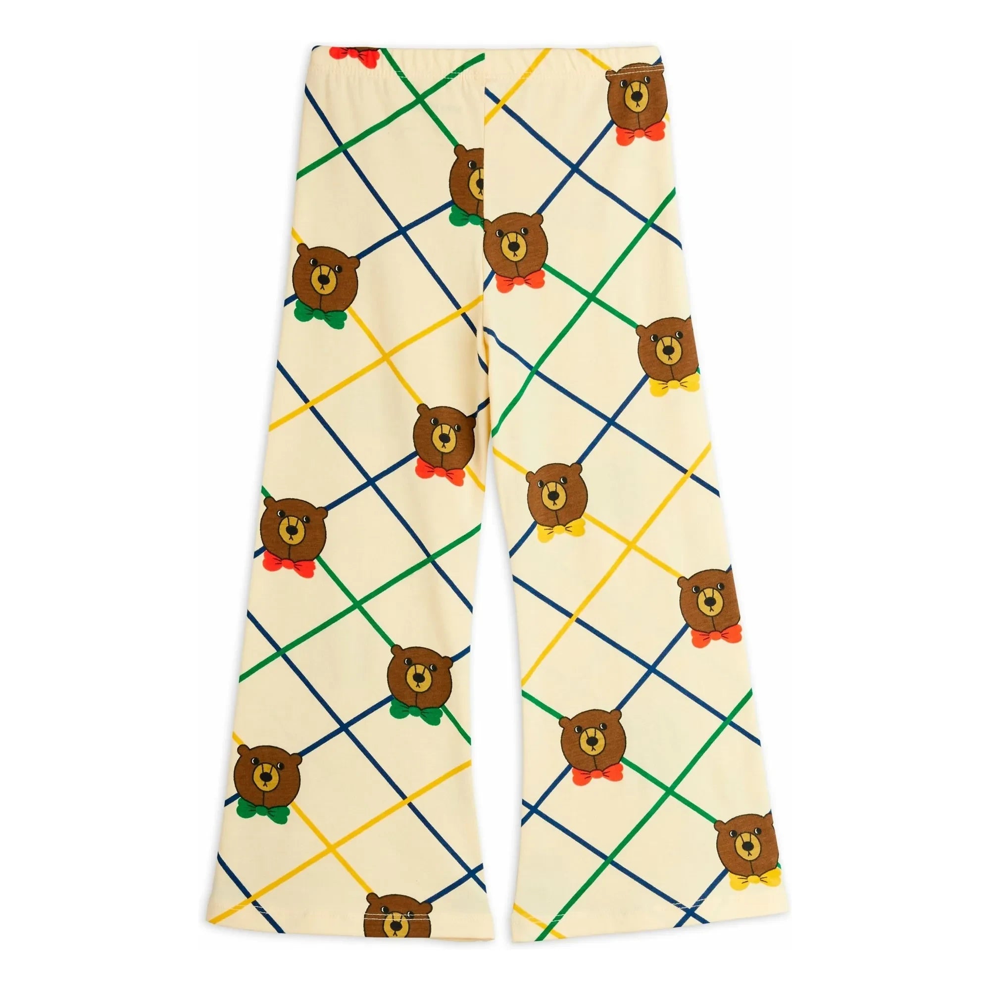 Mini Rodini - Organic Cotton Check Bear Pants | Ecru
