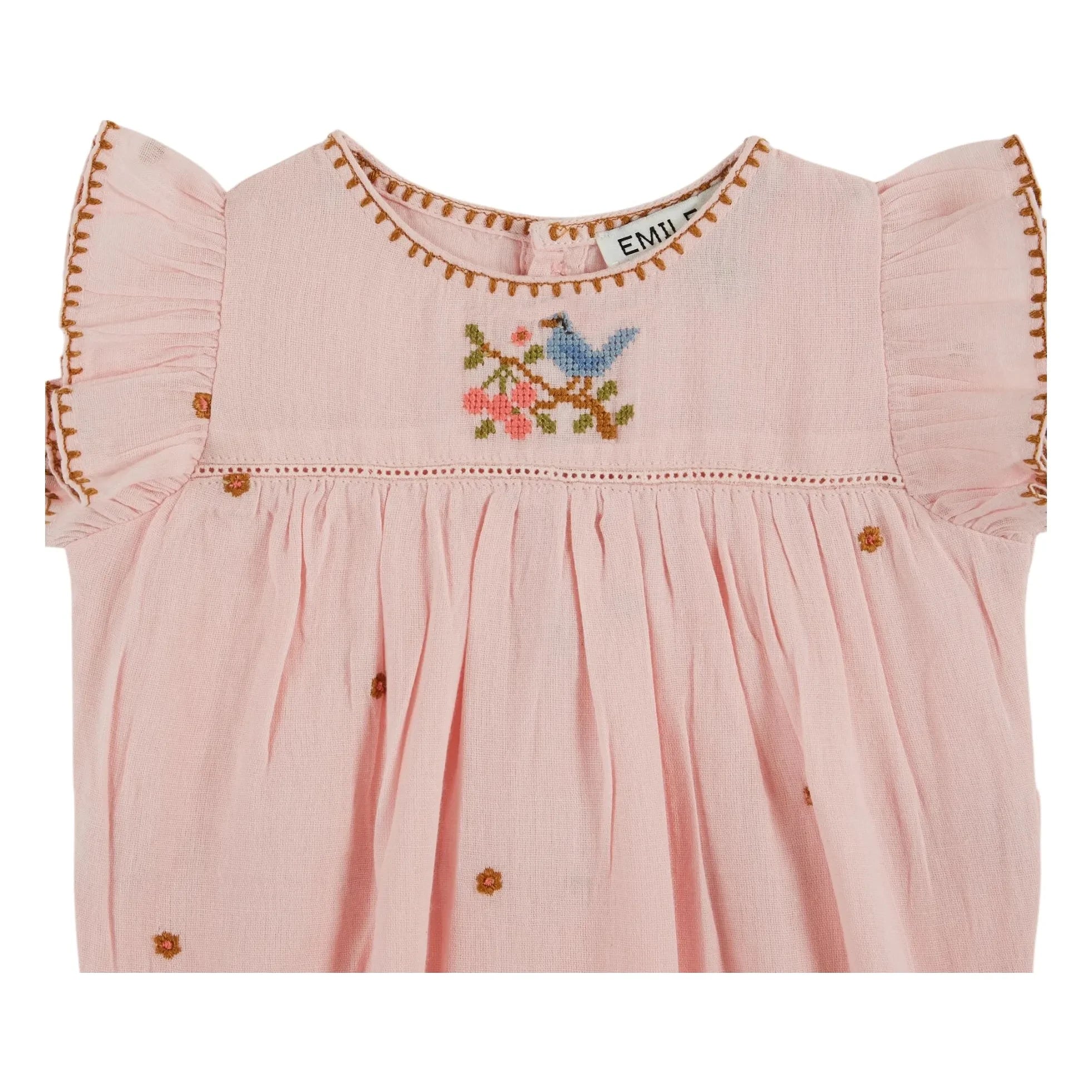 Emile et Ida - Embroidered Romper | Light Pink