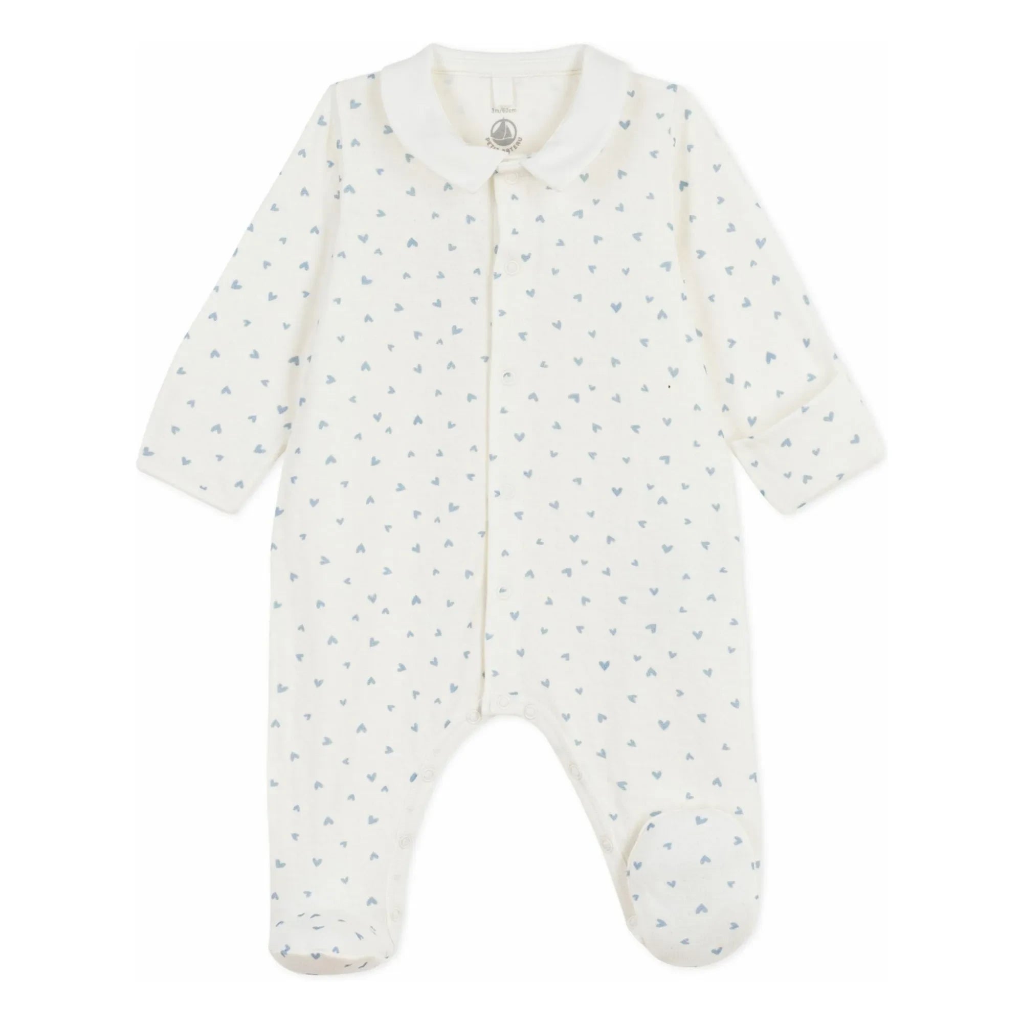 Petit Bateau - Dors Bien Cœurs Organik Kadife Pijama | Beyaz