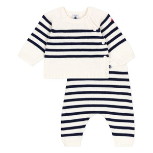 Petit Bateau - Yün Denizci Kazak ve Pantolon Seti | Ecru