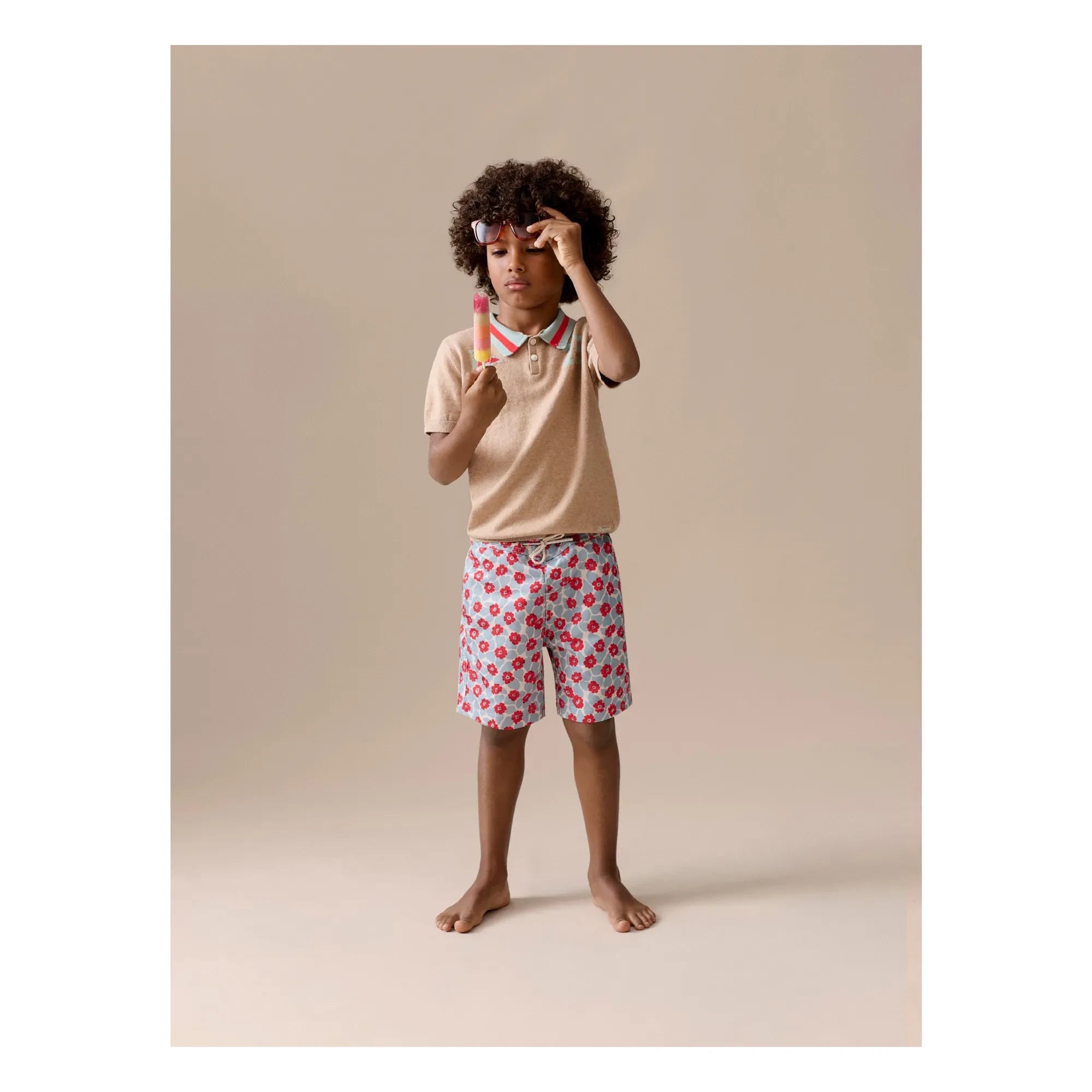 Bonpoint - Ariel Fleuri Recycled Fiber Swim Shorts | Light Blue