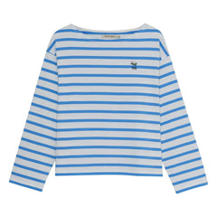 the new society - Burnet Striped Cotton T-Shirt | Blue