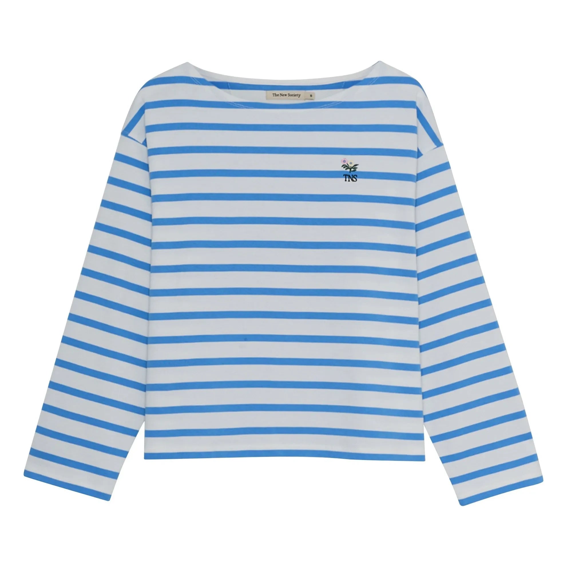 the new society - Burnet Striped Cotton T-Shirt | Blue