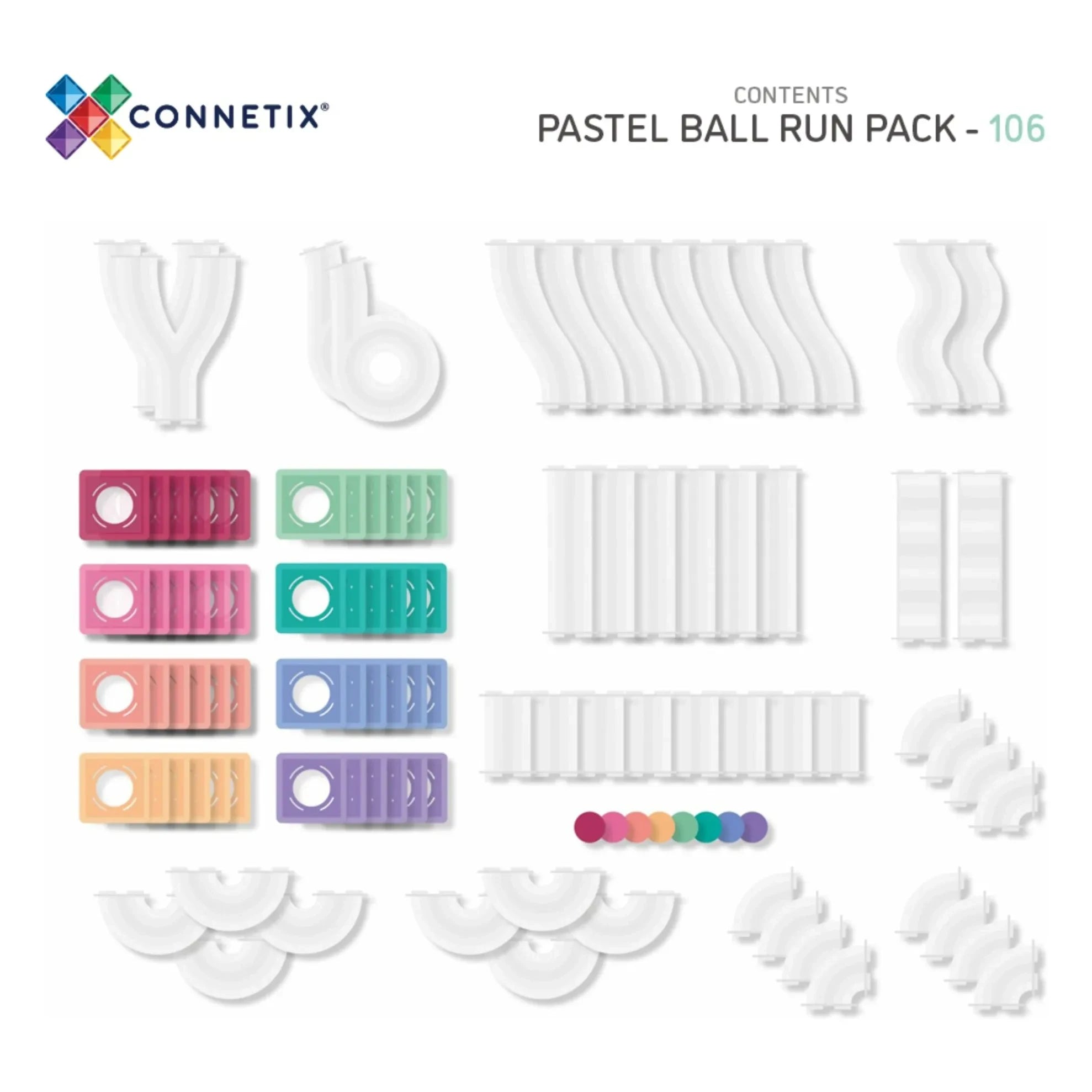 Connetix - Ball Run Set - 106 Pieces | Pastel