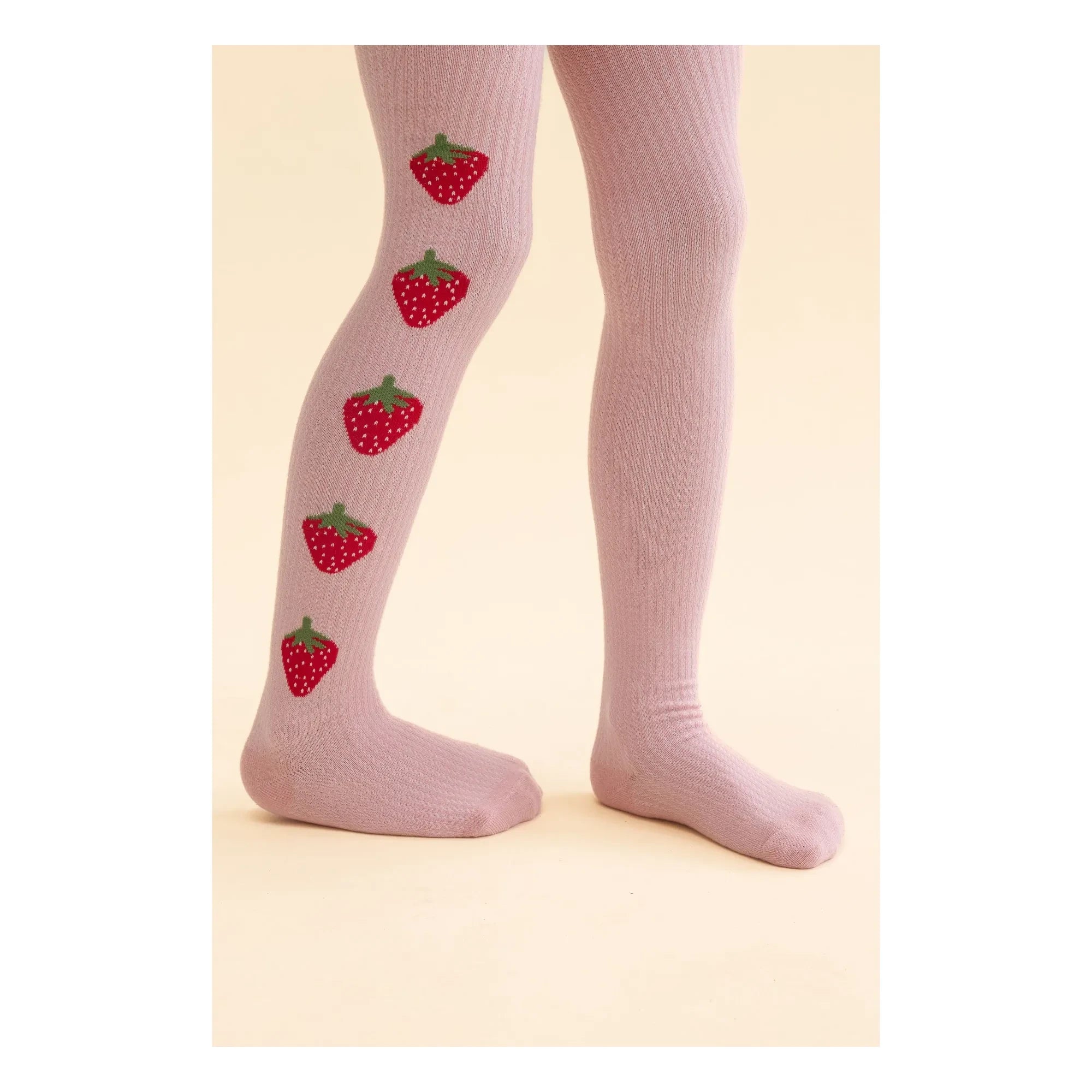Flöss - 2 Pairs Pointelle Vera Strawberry Tights Set | Pink