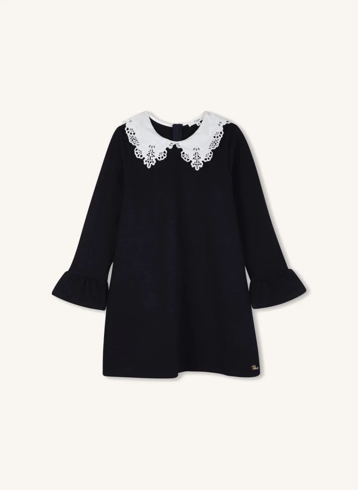 Chloé - Milano İşlemeli Yaka Elbise | Koyu Mavi
