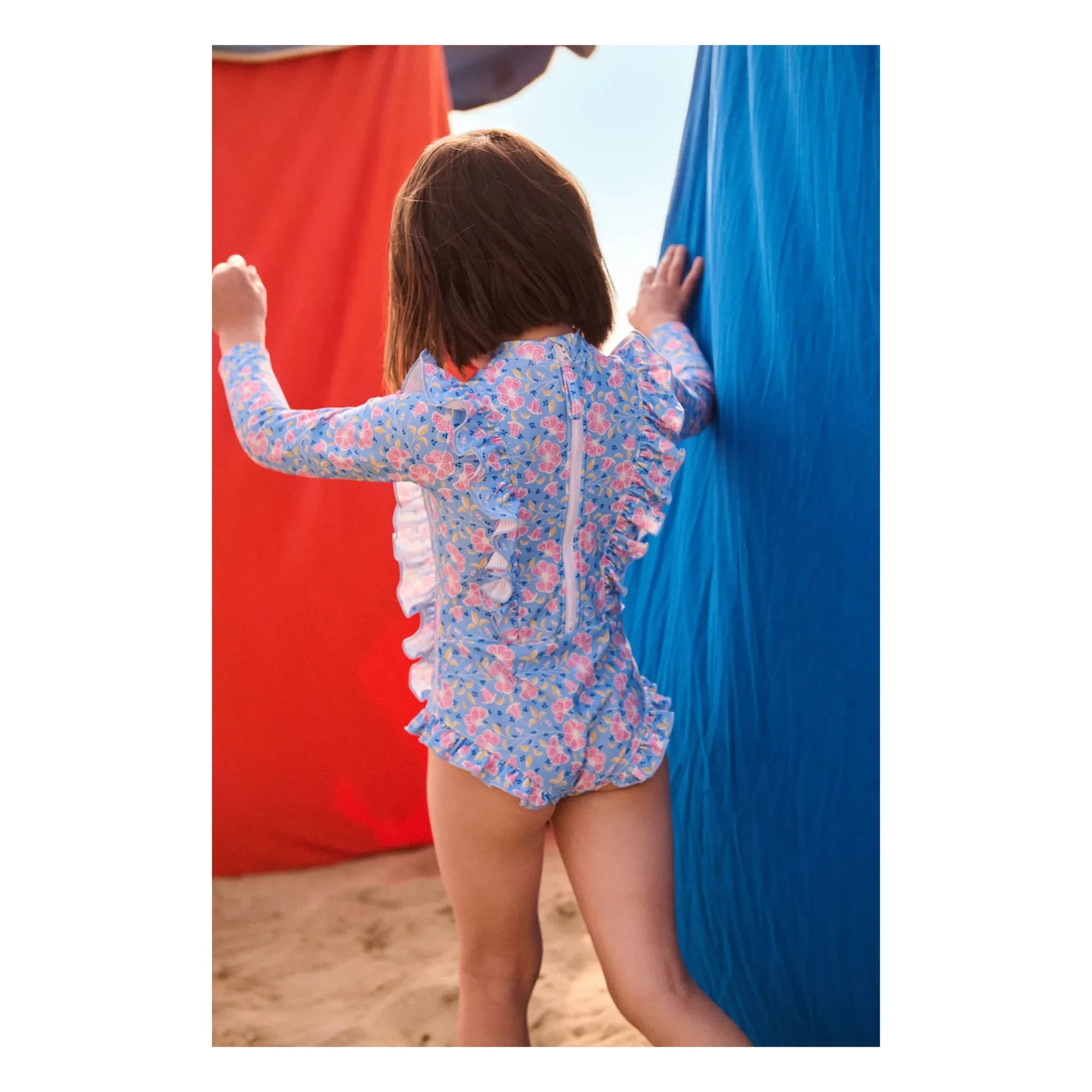 Louise Misha - Aurélie Floral Long Sleeve Swimsuit Made from Recycled Fibers | Blue