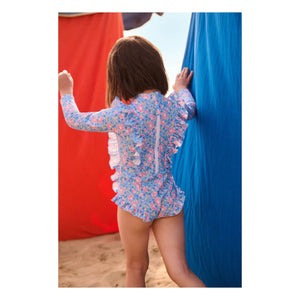 Louise Misha - Aurélie Floral Long Sleeve Swimsuit Made from Recycled Fibers | Blue