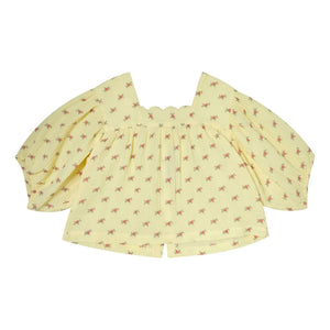 Tocoto Vintage - 3/4 Sleeve Floral Pattern Blouse | Yellow