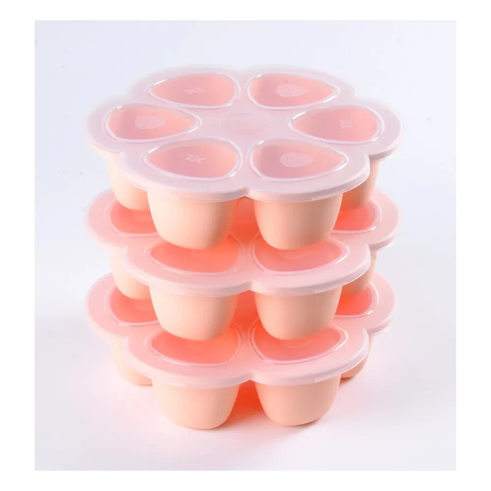 Béaba - Multi-Compartment Silicone Plate 6x150ml | Light Pink