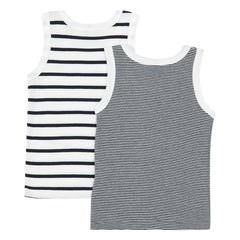 Petit Bateau - 2'li Organik Pamuklu Çizgili Atlet | Mavi